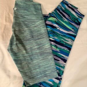 lululemon athletica Blue and Green Leggings Stretchy Athletic Wear